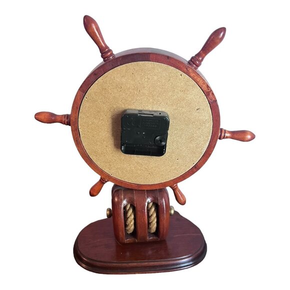 Ship Wheel Pedestal Style Mantel Clock Heritage Mint Wood Blocks and Tackle - Picture 5 of 9